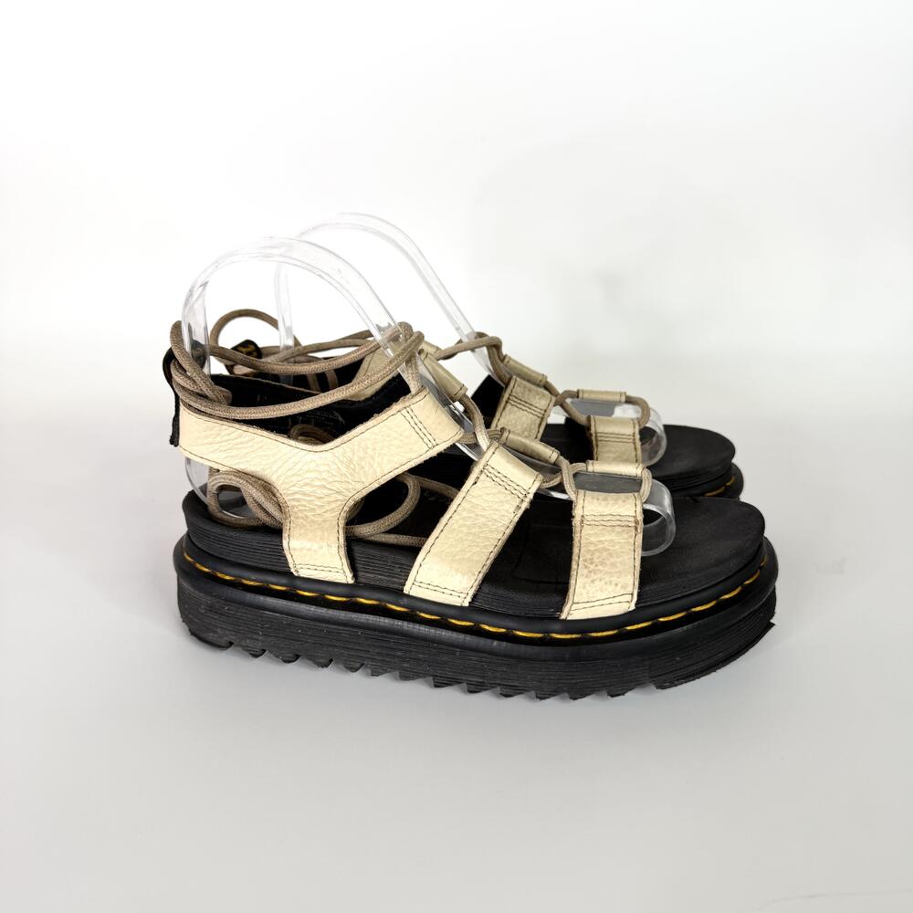 Dr. Martens Sandals Womens Size 6 Beige Leather Gladiator Platform Sole Strappy